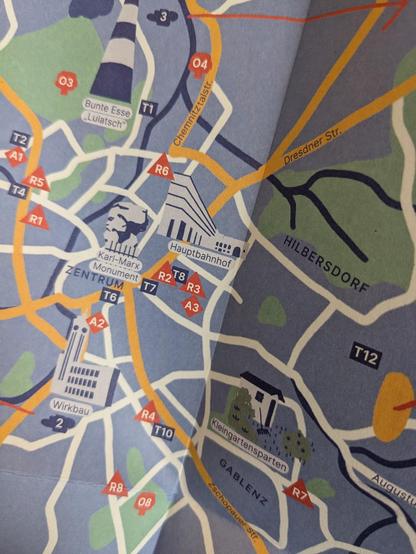 Bild zeigt Aussschnitt aus der Chemnitz Karte mit dem Zoom auf Innenstadt und Sonnenberg.