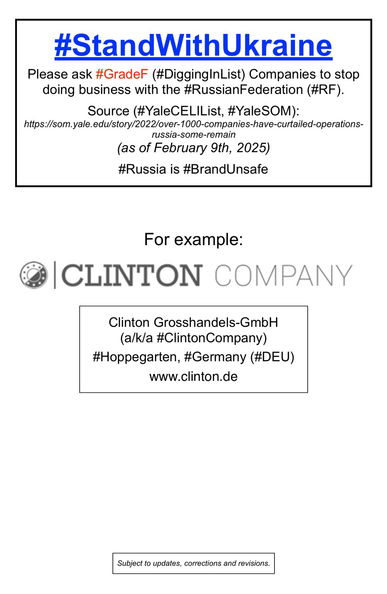 Logo and company information for the Clinton Company (Hoppegarten, Germany).