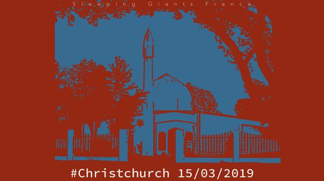 15/03/2019 : image graphique montrant une des deux mosquées ciblées par le terroriste de Christchurch.