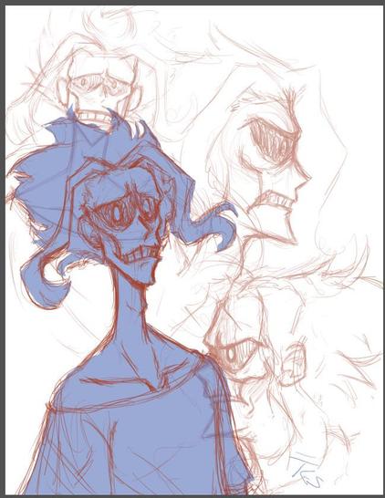 All Might (Toshinori Yagi) sketches done for fun. Lighter 3 portrait sketches of the character as a background in three angles. Main foreground sketch of the in a blue red-line to stand out more.