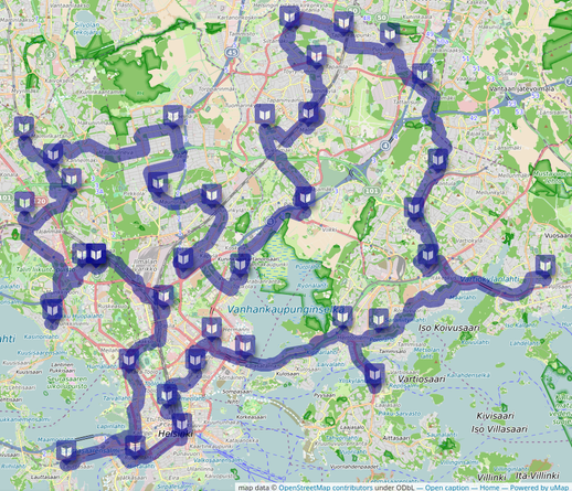 35 Helsinki libraries on uMap