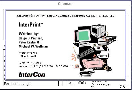 InterPrint about dialog