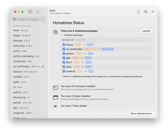 Screenshot of Cork's start page with a new upcoming feature
