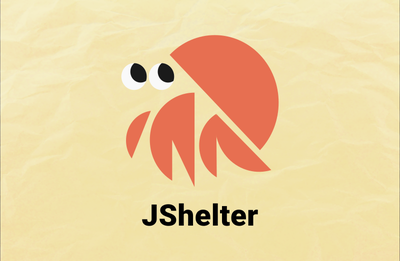 -a "The JShelter logo, an stylized orange crab with the word 'JShelter' underneath."