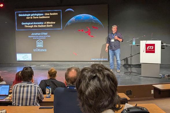 Jonathan O'Neil of the Univ. Ottawa introducing the ancestry of Earth's crust.