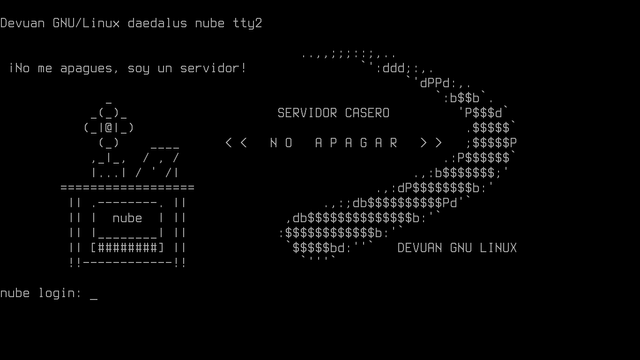 Captura de la pantalla previa al login. El contenido se edita en /etc/issue