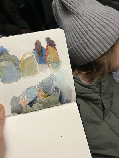 Watercolouring on the way home at the train
