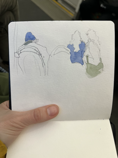 Drawing on the bus in London, had to suddenly stop and take off