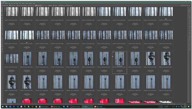 Screenhot of digiKam running on Windows10 showing a page of thumbnails of my database.