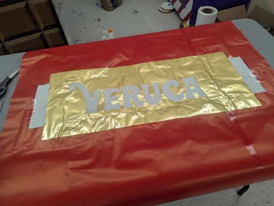 Step two, applying vinyl, then the ends are extended to cover the light hole.