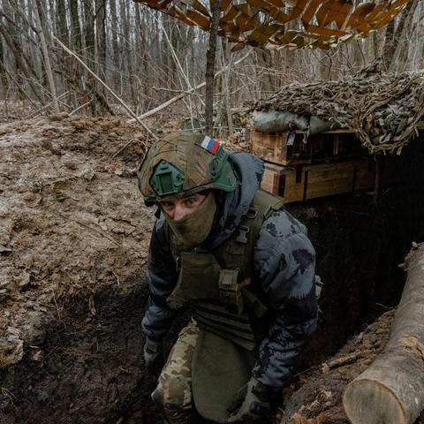 A Russian soldier in the Kursk region in December.