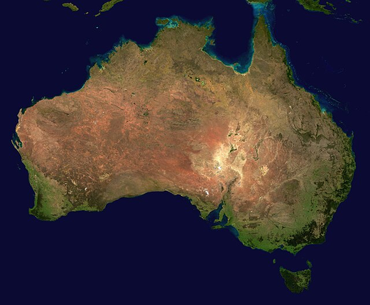 A satellite image of Australia