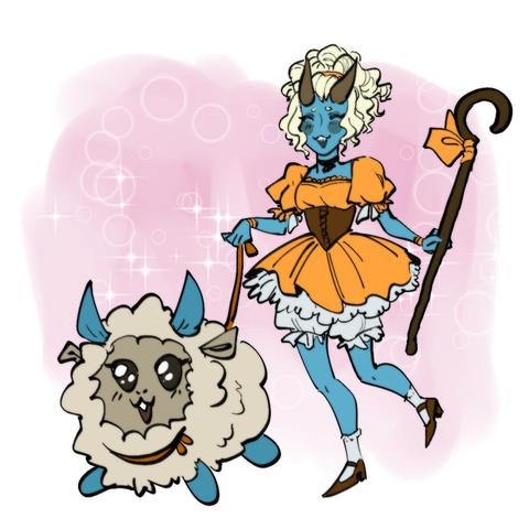 Doodle of Sheperd Yrehn and her itty bitty cute lil gobbol, aww.