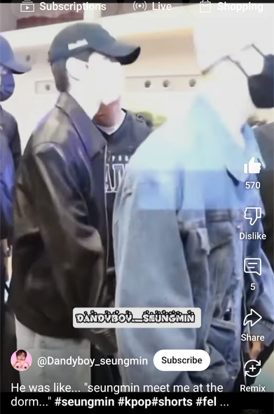 Dodgy over-exposed grab from short video of Seungmin patting Felix's bum