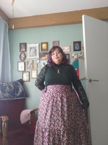 Outfit picture wearing the Rosie skirt by MercuRea brand