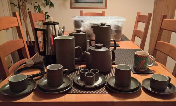 A #SampleSelection of Denby "Chevron" 

Denby Chevron was issued in 1961/2. 

Designed by Gill Pemberton