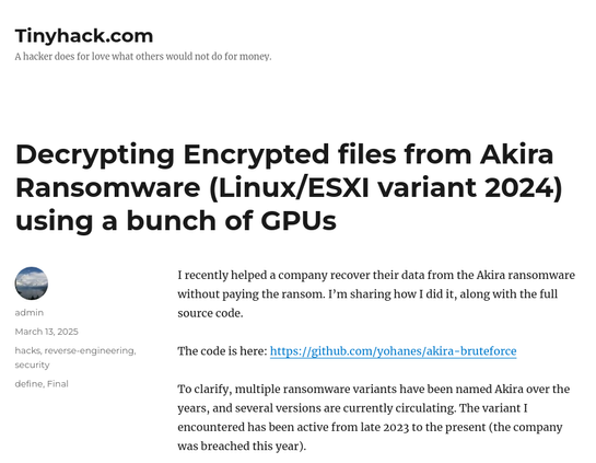 Screenshot of linked blog post