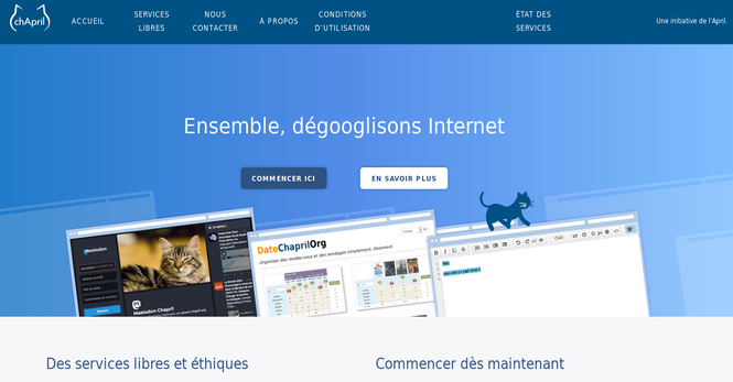 Page d'accueil du site Chapril.org