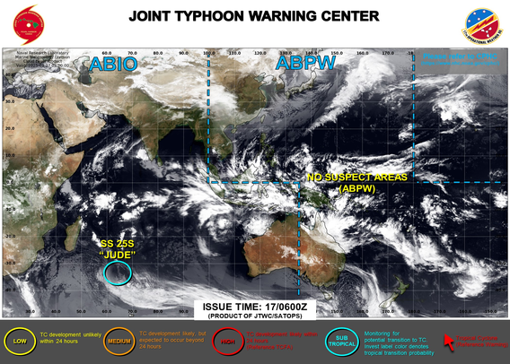 Joint Typhoon Warning center showing a storm developing named "Jude"