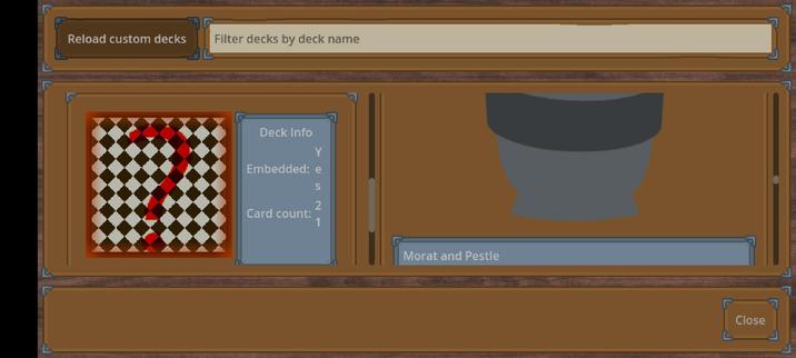 image showing a screenshot from the game Samory. it does show the deck viewer with the household deck open. to the right there is a image of an mortal and pestle.

Picture was taken in Firefox for Android