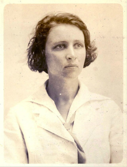 Sepia monochrome portrait of  the philosopher Susanne K Langer, taken in 1925.