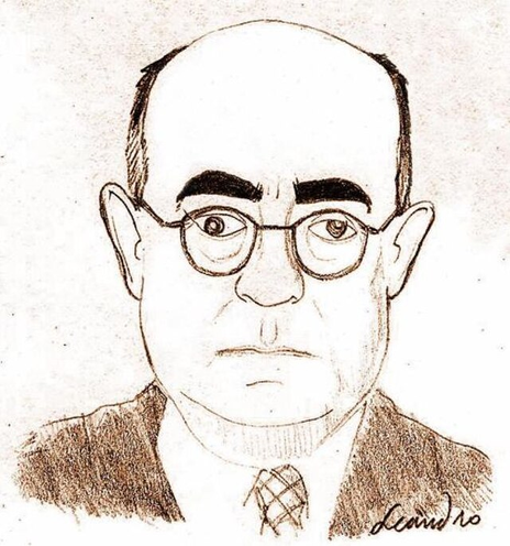Portrait sketch of Theodor Adorno