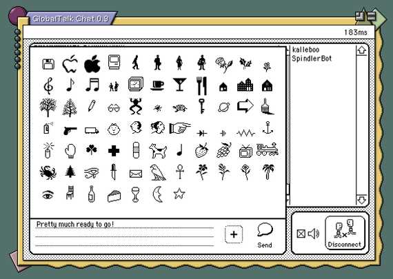 “Emoji” picker with icons from Susan Kare Taliesen/Cairo fonts