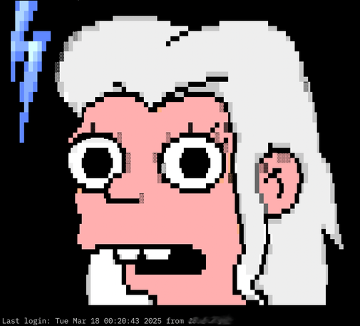 ANSI art of Princess Bean looking shocked, and a lightning bolt