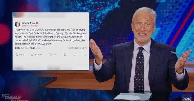 Jon Stewart Isn’t Falling for Trump’s Golf Tournament ‘Win’