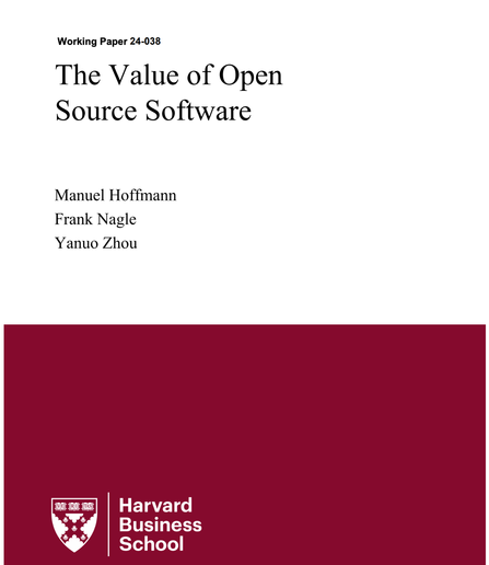 Working Paper 24-038
The Value of Open
Source Software
Manuel Hoffmann
Frank Nagle
Yanuo Zhou
(Harvard Business School)