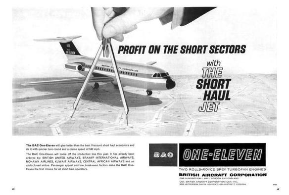 Ad states - Profits on the short sectors with the short haul Jet. There is a picture of the 1-11.