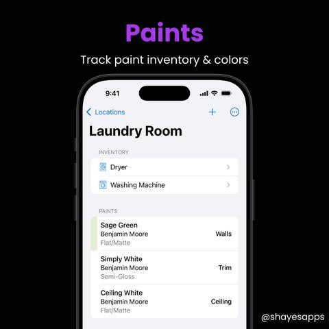 Paints

Track paint inventory & colors