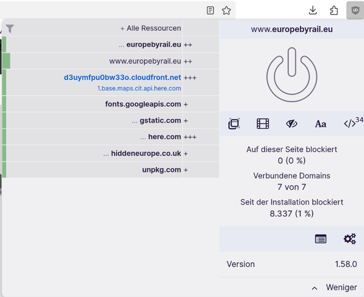 Screen shot von uBlock.