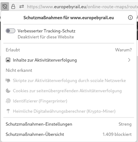 Screen shot Schutzmaßnahmen
