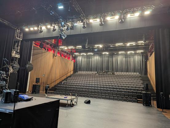 A stage looking out at the audience