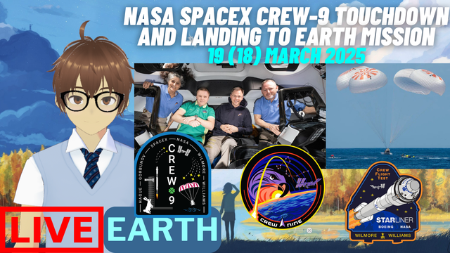 Daniel Suguwa, an indie VTuber, showing the thumbnail for the stream of NASA SpaceX Crew-9 touchdown and landing from the ISS to Earth mission.