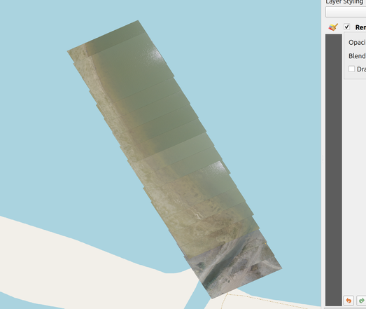 [1] Drone images in a transect. The images must have GPS metadata - position and also orientation