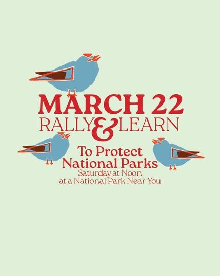 Protect the Parks Protest  
Rally & Learn to Protect National Parks  

Arches National Park (Recommended)  
Bryce Canyon National Park  
Zion National Park  
Saturday, March 22nd @ 12PM  

https://linktr.ee/resistanceranger