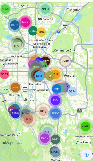 Meshtastic node Denver map