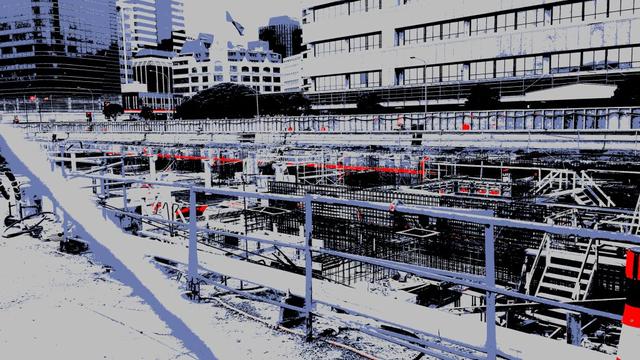 Image of the foundations of a new building being erected in Wellington New Zealand, circa 2017.