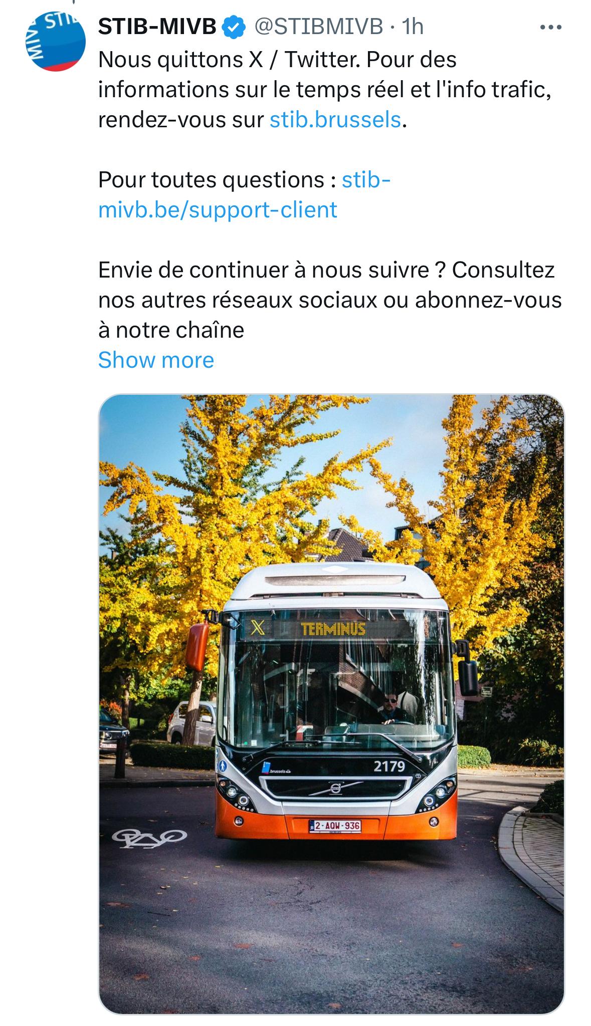X terminus on STIB/MIVB bus