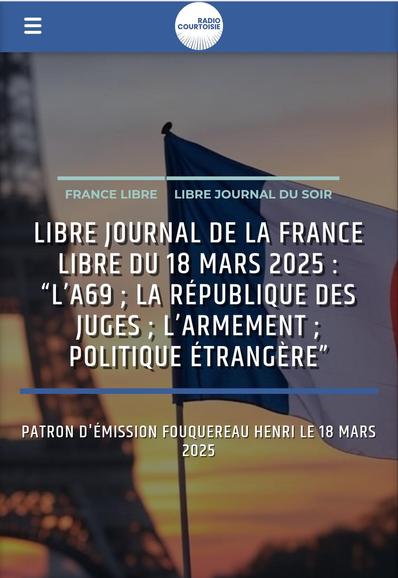 Capture d'écran de Radio Courtoisie "Libre journal de la France libre.