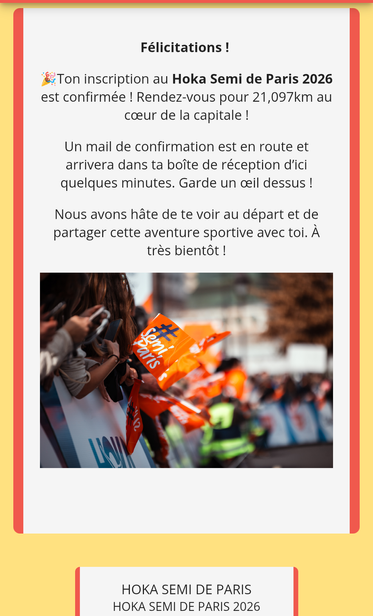 Confirmation de mon inscription au Semi de Paris 2026