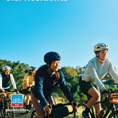 Cover of the '2024 Bicycling Participation Report' from PeopleForBikes, featuring a photo of four people riding bikes.