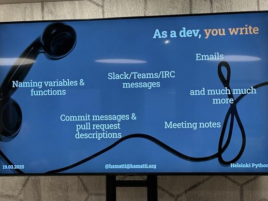 Slide if things you write as developer.