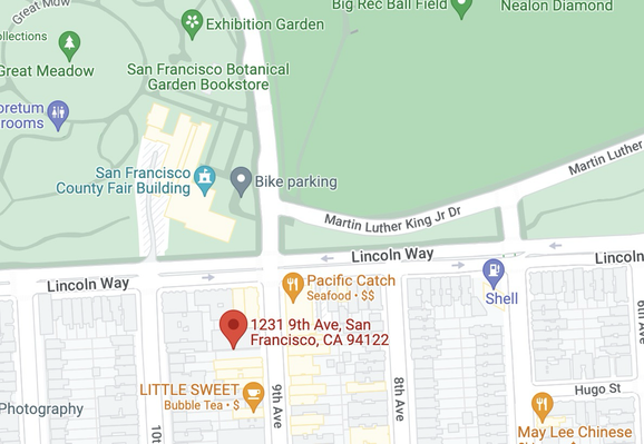 Photo of a map showing Golden Gate Park and its proximity to Green Apple on 9th