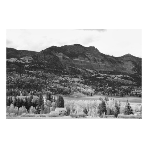 rocky mountain ridge with valley with trees in front