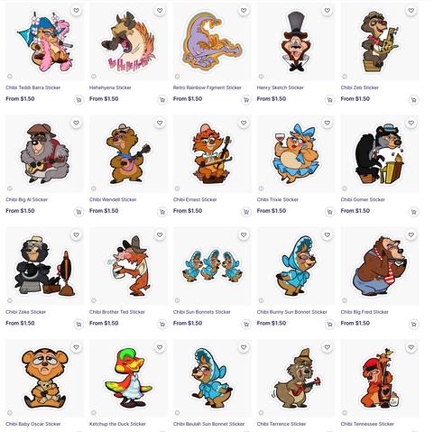 Cute cartoonish Country Bear stickers. Great for Walt Disney World fans.