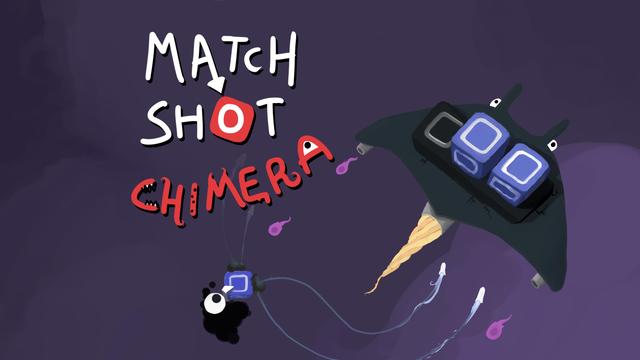 A chimeric blob shooting a mecharay for Match Shot Chimera’s title screen, but painted this time.