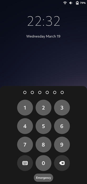 Gnome 48 Mobile lockscreen